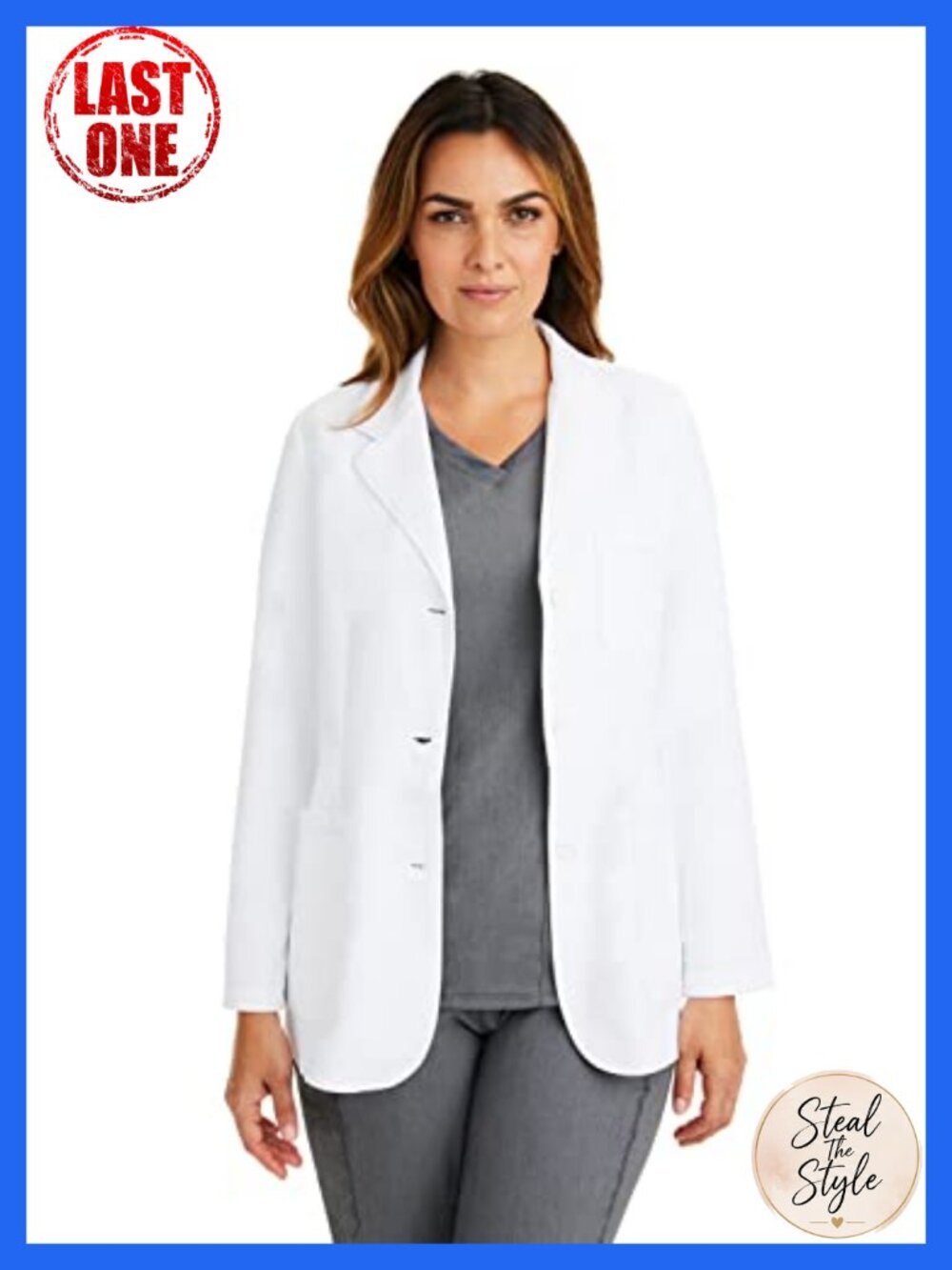 Flo Lab Coat Women Button Front 4 Pockets Soft Stretch Medical Coat